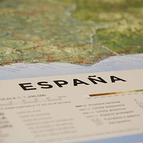 Mapa en relieve España físico: Escala 1:200.000