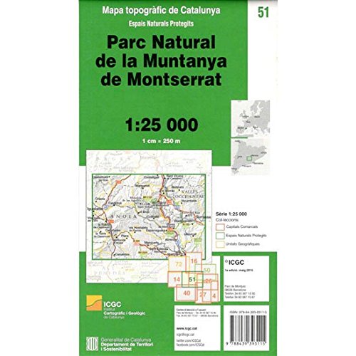 Mapa. Espais Naturals Protegits. 51- Parc Natural de la Muntanya de Montserrat (1:25 000. Espais Naturals Protegits)