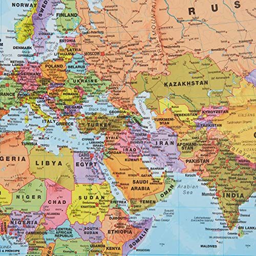 Maps International - Mapa del mundo con banderas - Laminado - 84,1 cm de ancho x 59,4 cm de alto