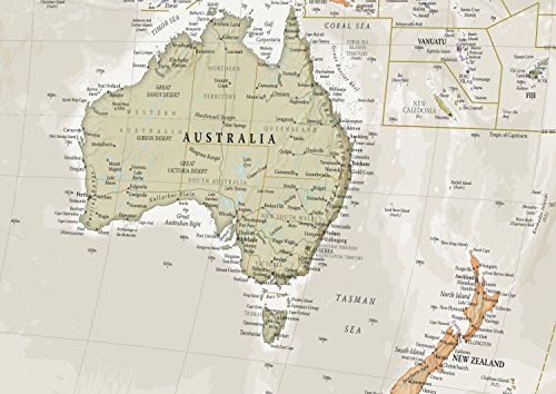 Maps International - Mapa del mundo grande, póster clásico con el mapa del mundo, plastificado – 118,9 x 84,1 cm – Colores clásicos