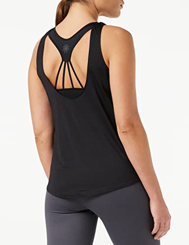 Marca Amazon - AURIQUE Camiseta de Deporte de Tirantes de Doble Capa Mujer, Negro (Black), 38, Label:S