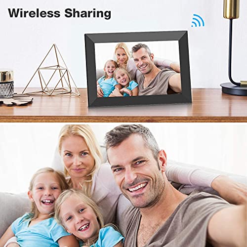 Marco de fotos digital WiFi de 10,1 pulgadas, pantalla táctil HD IPS con memoria de 16 GB con rotación automática para compartir a través de la aplicación en cualquier lugar