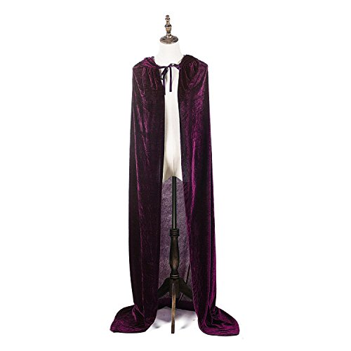 Mayplous Disfraces de Halloween Mujer Hombre Cosplay Capa larga Capa Vestido elegante para juego de roles (Púrpura, 150cm / 59")