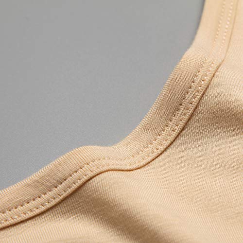 Mcilia Conjunto de Camiseta y Pantalones para Mujer de Ropa Interior Térmica Modal Ultradelgada con Cuello Redondo Beige XX-Large (EU 52 54)
