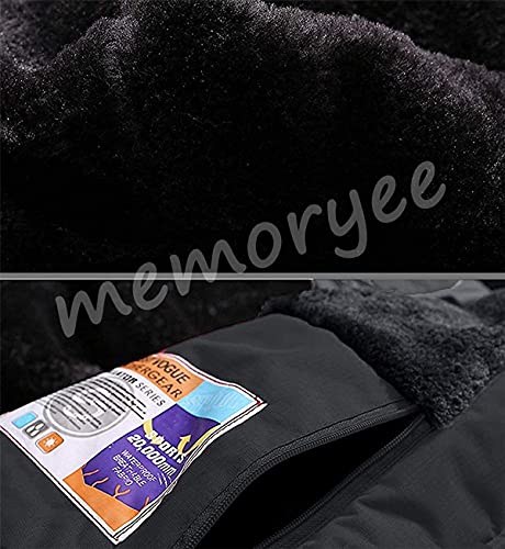 Memoryee Chaqueta impermeable para hombres Chaqueta polar de invierno Cálida chaqueta de esquí A prueba de viento Bolsillos múltiples/Black/L