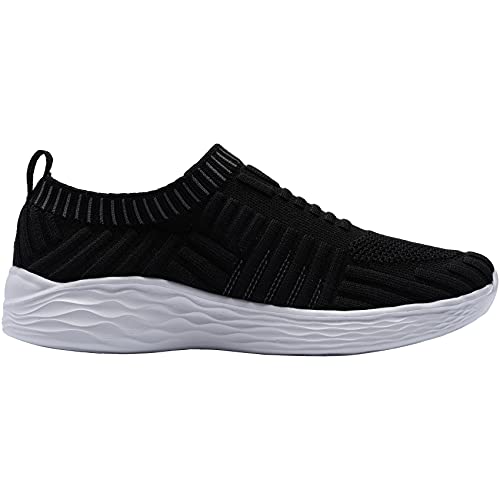 MHXDU Zapatillas Mujer Ligero Zapatos de Deporte Respirable para Correr Deportes Ligero Zapatos Running (Blanco Negro M005,38 EU)