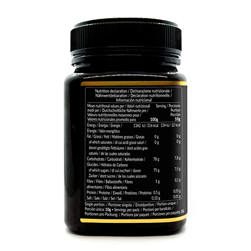 Miel de Manuka 500+ MGO de 500g. Producida en Nueva Zelanda, activa y cruda, Pura y natural. Metilglioxial probado por laboratorios acreditados. NATURALEPIÙ