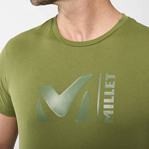 Millet - Logo TS SS M - Camiseta Deportiva para Hombre - Transpirable - Aproximación, Escalada, Diario - Verde