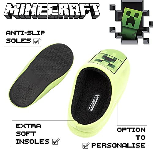 Minecraft - Pantuflas para Niños - Zapatillas de Minecraft para Niños - Pantuflas de Minecraft - Zapatillas del Creeper de Minecraft - Pantuflas para Niños Talla UK 1 / EUR 33 / Edad 8