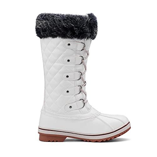 Mishansha Botas de Invierno Mujer Moda Calentar Forrado Antideslizante Zapatos de Nieve Aire Libre Blanco 41