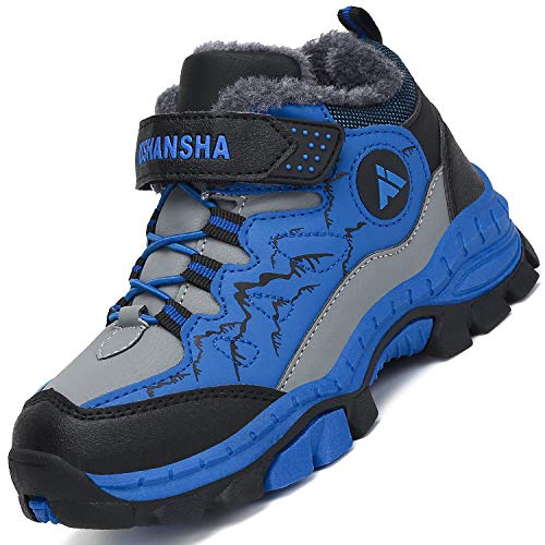 Mishansha Botas de Senderismo para Niños Calor Invierno Zapatillas de Trekking para Niña Botas de Montaña Impermeables Botas para la Nieve Resistente al Desgaste, Gris 26