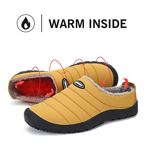 Mishansha Zapatillas de Estar por Casa Mujer Hombre Zapatos de Casa Invierno con Forro de Piel - Cálidas y Cómodas - con Suela Antideslizante para Exterior e Interior, Amarillo 46