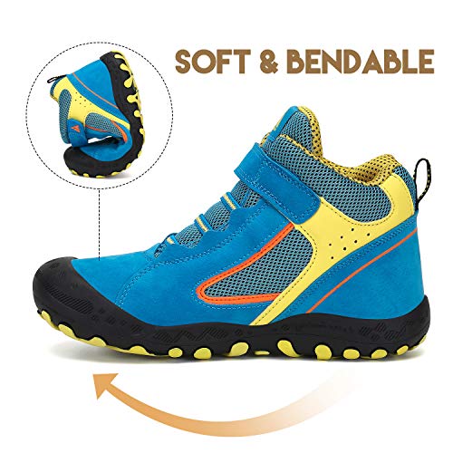 Mishansha Zapatos de Botas de Invierno para Unisex-Niños Botas de Senderismo Cómoda Botas de Montaña Deportiva Azul Gr.35