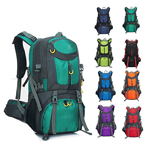 Mochila Senderismo y Montaña 40L ideal para acampada, trekking tanto para hombre y mujer ideal como equipaje de mano 40x20x25 para el avión (verde)
