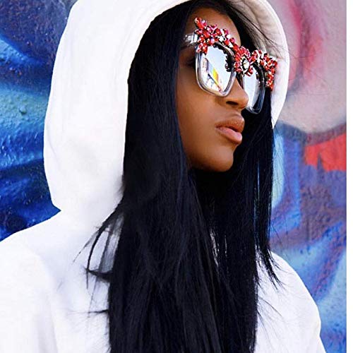 Moda Diseño De Revista De Moda Gafas De Sol De Mujer De Gran Tamaño Cristal Rojo Gafas De Sol De Lujo Estilo Reina Gafas De Sol con Diamantes De Imitación Leopardo