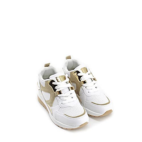 Modelisa - Zapatillas Deportivas con Cuña Interior Cordón Estilo Casual para Mujer (Blanco, Numeric_39)