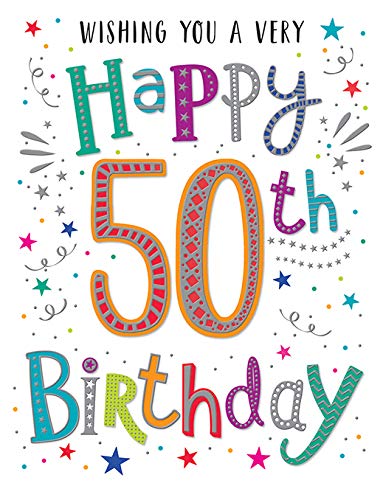 Modern Milestone Age - Tarjeta de felicitación de cumpleaños 50 (20,3 x 15,2 cm), diseño de Editorial Regal