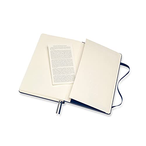 Moleskine - Cuaderno Clásico con Hojas de Rayas, Tapa Dura y Cierre con Goma Elástica, Tamaño Grande 13 x 21 cm, Color Azul Zafiro, 400 páginas