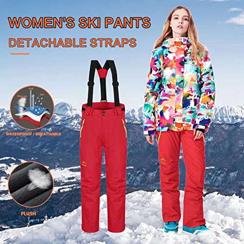Mono el Esquiar Pantalón de Babero Bib Pant Cálidos Forro Polar Traje de Nieve Pantalon de Trabajo Ocio de Esquiar Impermeables y Petos Deportes de Esquí de Invierno Aire Libre Pantalones de Esquí