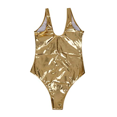 Monokini Mujer, Dragon868 Sexy Charol Bikini Brasileño 2020,Trikinis de Push Up Cintura Alta, Traje de Baño Bañadores de Una Pieza, Bañador Deportivo para Verano Playa 2020,Oro, Plateado, S-XL