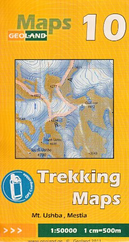 Monte Ushba, Mestia 1:50.000 Mapa de trekking (Georgia, el Cáucaso) # 10