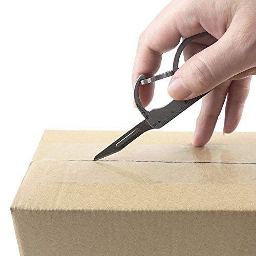 Mosquetón de Titanio portátil, Herramienta EDC Multifuncional de 16 g, Regla pequeña de 4 cm, Llavero