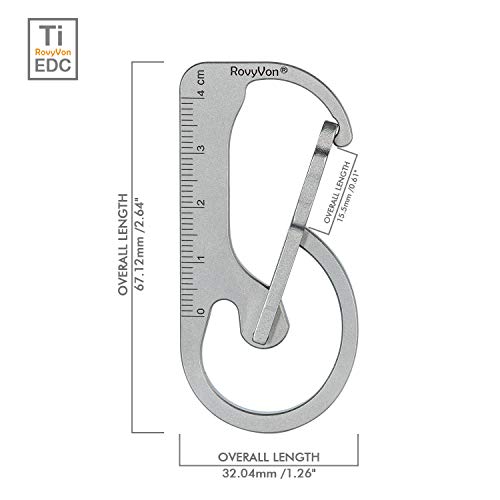Mosquetón de Titanio portátil, Herramienta EDC Multifuncional de 16 g, Regla pequeña de 4 cm, Llavero