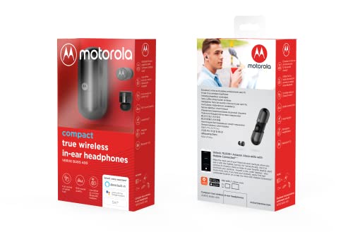 Motorola VerveBuds 400 - Auriculares mini inalámbricos, Bluetooth 5.0, Impermeables IP56, mono o duales y 9h - Compatible con Alexa, Siri y Google Assistant - Negro