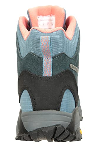 Mountain Warehouse Rockines Botas Vibram Impermeables para Mujer - Calzado Protector de Ante, Resistentes - Ideal para Caminar, IR de excursión, Acampar Azul Talla Zapatos Mujer 39 EU