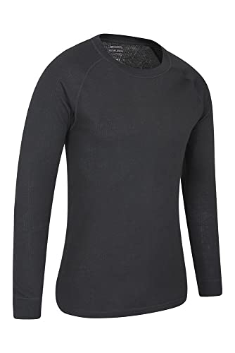 Mountain Warehouse Talus Camiseta térmica para Hombre - Camiseta Interior de Invierno con Manga Larga y Cuello Redondo - Aislante, Transpirable y de Secado rápido Negro M