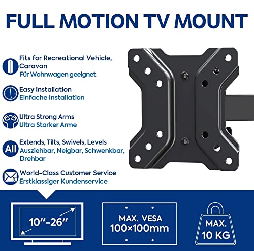 Mounting Dream Soporte de Pared TV Giratorio Inclinable Bloqueable para Caravana/Remolque/Barco para la Muchos los 10-26 Pulgadas LED, LCD y OLED TVs hasta 10kg, MAX. VESA 100x100mm (MD2209-03)