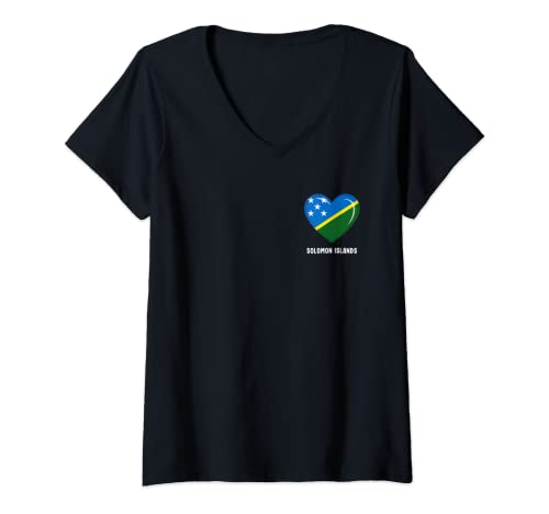 Mujer Camisa Bandera de las Islas Salomón | Islas Salomón Camiseta Cuello V