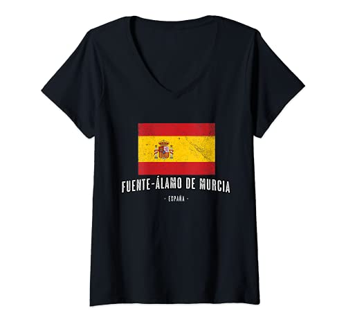Mujer Fuente-Álamo de Murcia España | Souvenir Ciudad - Bandera - Camiseta Cuello V