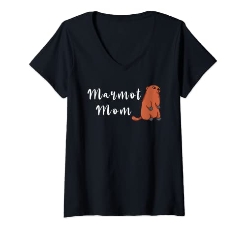 Mujer Marmot mamá Woodchuck roedor animal madre marmota Camiseta Cuello V