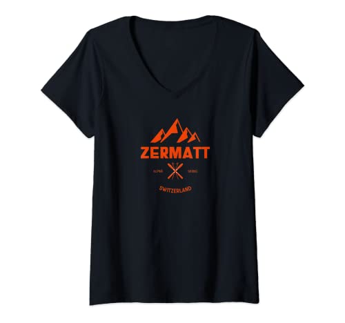 Mujer Zermatt Suiza Camiseta Cuello V