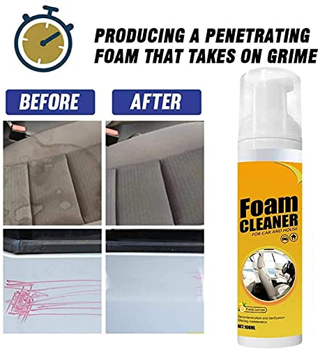 Multipurpose Foam Cleaner Spray - Foam Cleaner for Car and House Lemon Flavor - All-Purpose Household Cleaners for Kitchen, Bathroom, Car (1pcs)