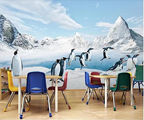 Mural 3d papel tapiz fotográfico pingüino antártico hielo y nieve animales decoración del hogar papel tapiz de sala de estar para paredes 3 d-150 * 105cm