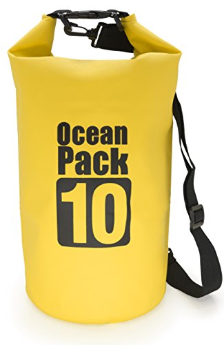 MyGadget Bolsa Estanca 10L - Bolsa Impermeable - Dry Bag Protección Waterproof Mochila para Viajes y Deportes cómo Kayak, Surf - Amarillo