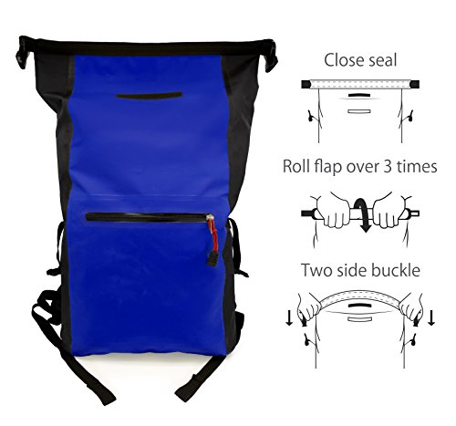 MyGadget Bolsa Estanca 25L - Bolsa Impermeable - Dry Bag Protección Waterproof Mochila para Viajes y Deportes cómo Kayak, Surf - Azul