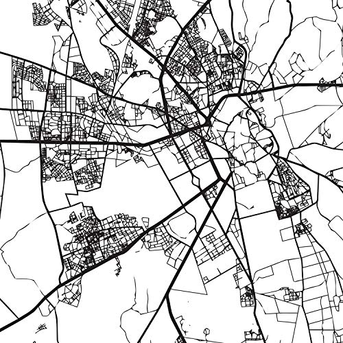 Nacnic Lámina Mapa de la Ciudad Marrakesh Estilo nordico en Blanco y Negro. Poster tamaño A3 Sin Marco Impreso Papel 250 gr. Cuadros, láminas y Posters para Salon y Dormitorio