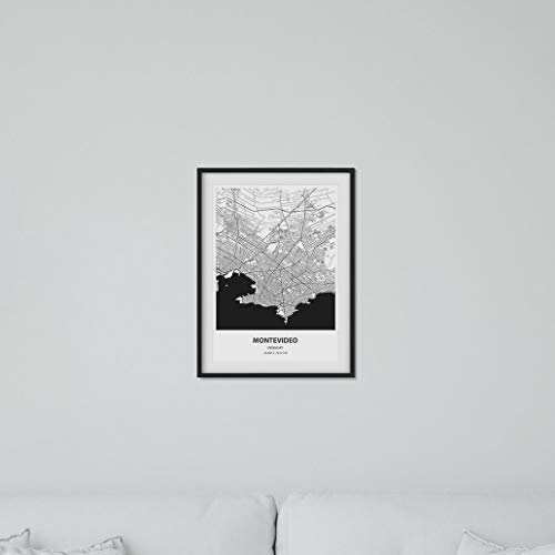 Nacnic Poster con mapa de Montevideo - Canada. Láminas de ciudades de Estados Unidos con mares y ríos en color negro. Tamaño A3