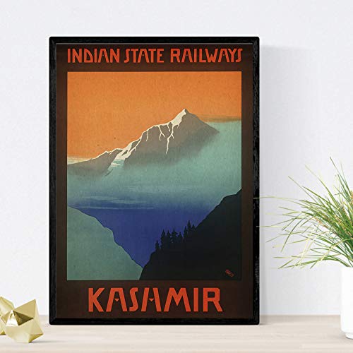 Nacnic Poster vintage. Cartel vintage de Asia. Montañas de Kashmir. Tamaño A3