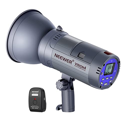 Neewer Vision 4 300W GN60 Flash para Exteriores Estroboscópico de Li-Ion Alimentado Batería Monolight Inalámbrico con Disparador 2.4G 700 Flashes Potencia Completa Reciclado en 0.4-2.5s Montaje Bowens