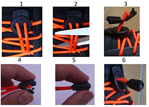 neon cordones redondos elásticas, 80cm, sin nudos, cordones de bloqueo naranja