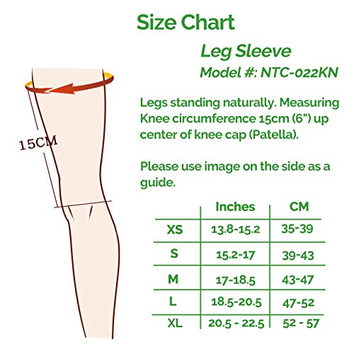 Neotech Care - Manga de compresión para rodilla y pierna (2 unidades) - Tejido de punto de fibra de bambú - Material elástico y transpirable - Compresión mediana - Gris - M