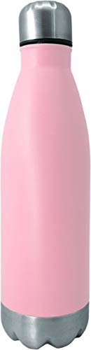 NERTHUS Pared Simple Rosa de Acero Inoxidable 750 ml, Agua, Botella Reutilizable, 29 x 7.5 x 7.5 cm
