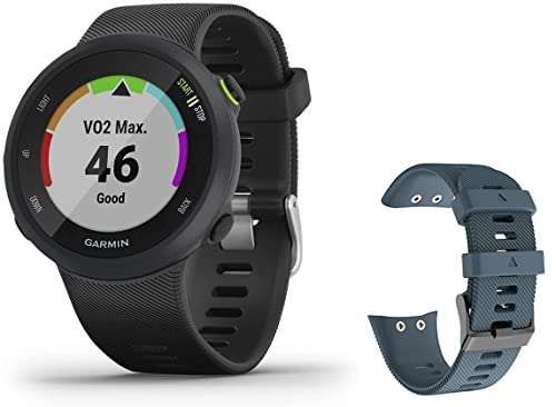 Newest Garmin Forerunner 45 GPS Smartwatch 42mm, Lightweight, Waterproof, Wellness & Sport Tracking, 24/7 Heart Rate Monitoring, Bluetooth, Garmin Coach 2. (Black | Deep Green Band)
