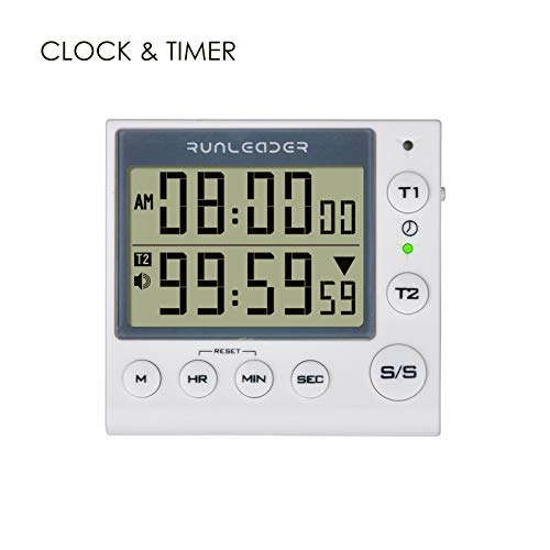 Nine Rong Temporizador de 2 canales con reloj despertador temporizador de cocina reloj despertador digital Minute/segundo temporizador