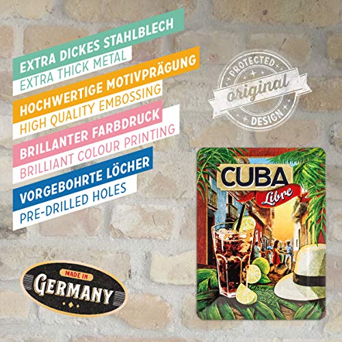 Nostalgic-Art Cartel de Chapa Retro Cuba Libre – Idea de Regalo como Accesorio de Bar, metálico, Diseño Vintage para decoración Pared, 15x20x0.2 cm