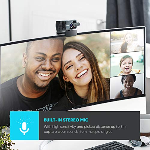 Nulaxy C900 Webcam PC Full HD 1080P con Micrófono, Webcam Portátil para PC, Webcam USB 2.0, Streaming Cámara Reducción de Ruido para Videollamadas, Grabación, Conferencias con Clip Giratorio